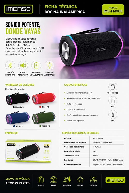 Bocina Bluetooth Portátil IMENSO 05