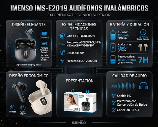 Audífonos Bluetooth IMENSO 19