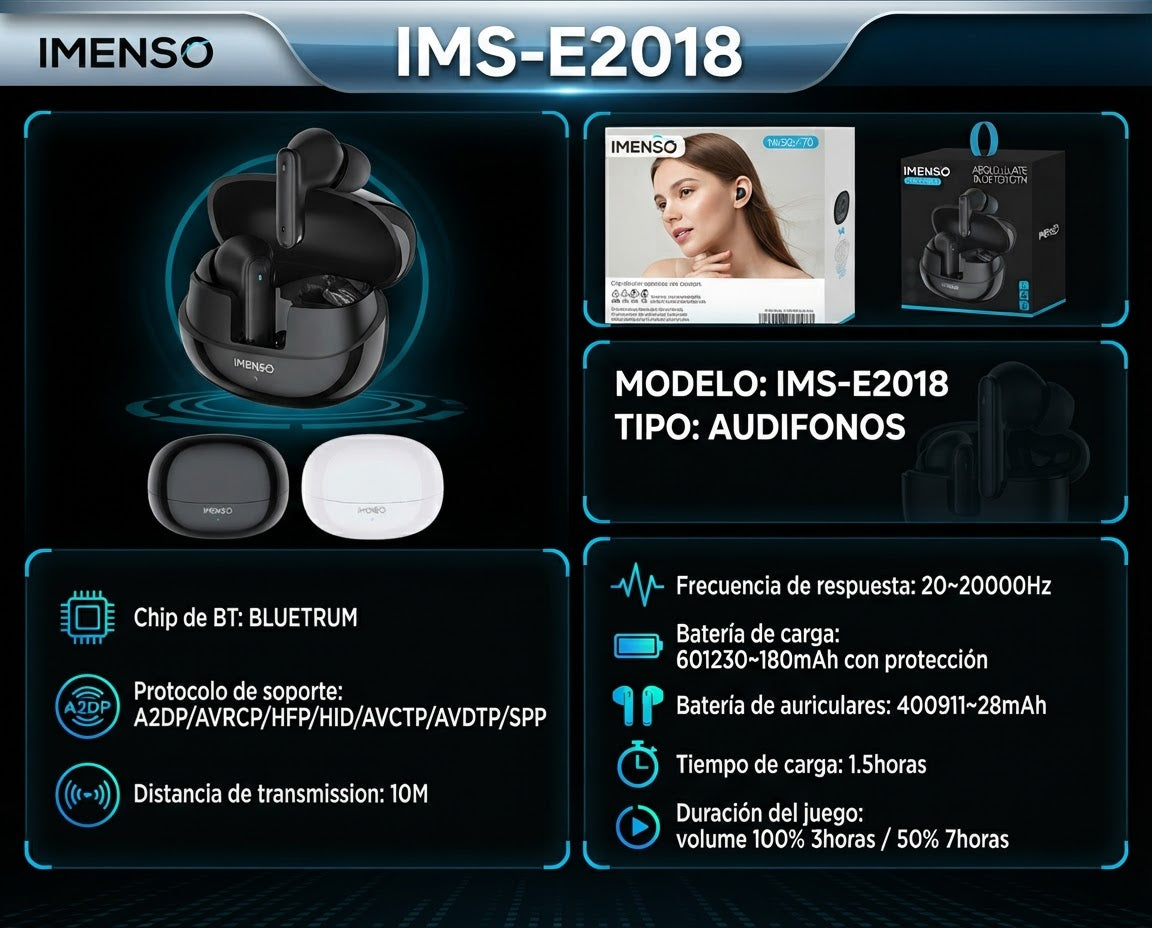 Audífonos Bluetooth IMENSO 18