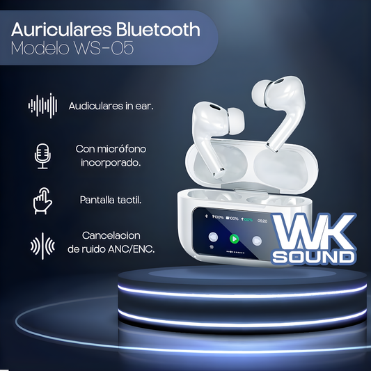 Audífonos Bluetooth 5.1 con Pantalla Touch y Cancelación de Ruido