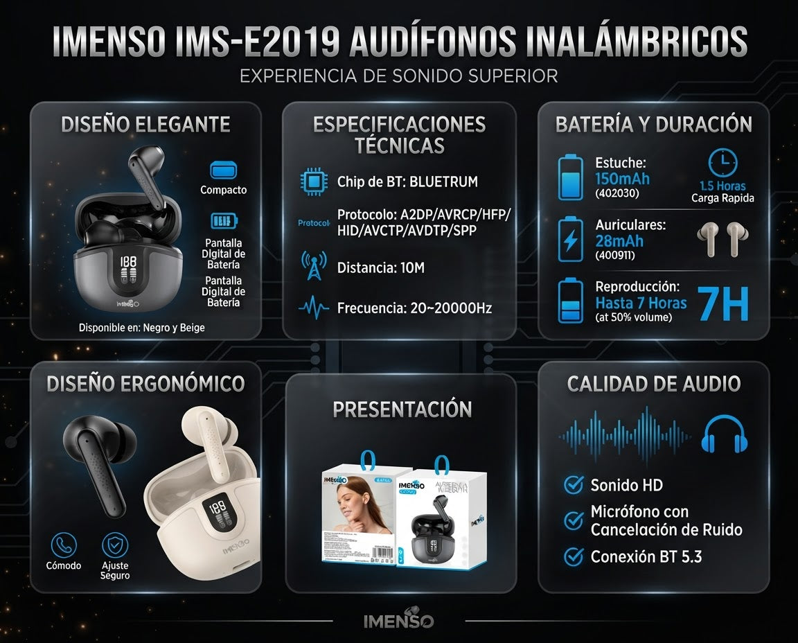 Audífonos Bluetooth IMENSO 19