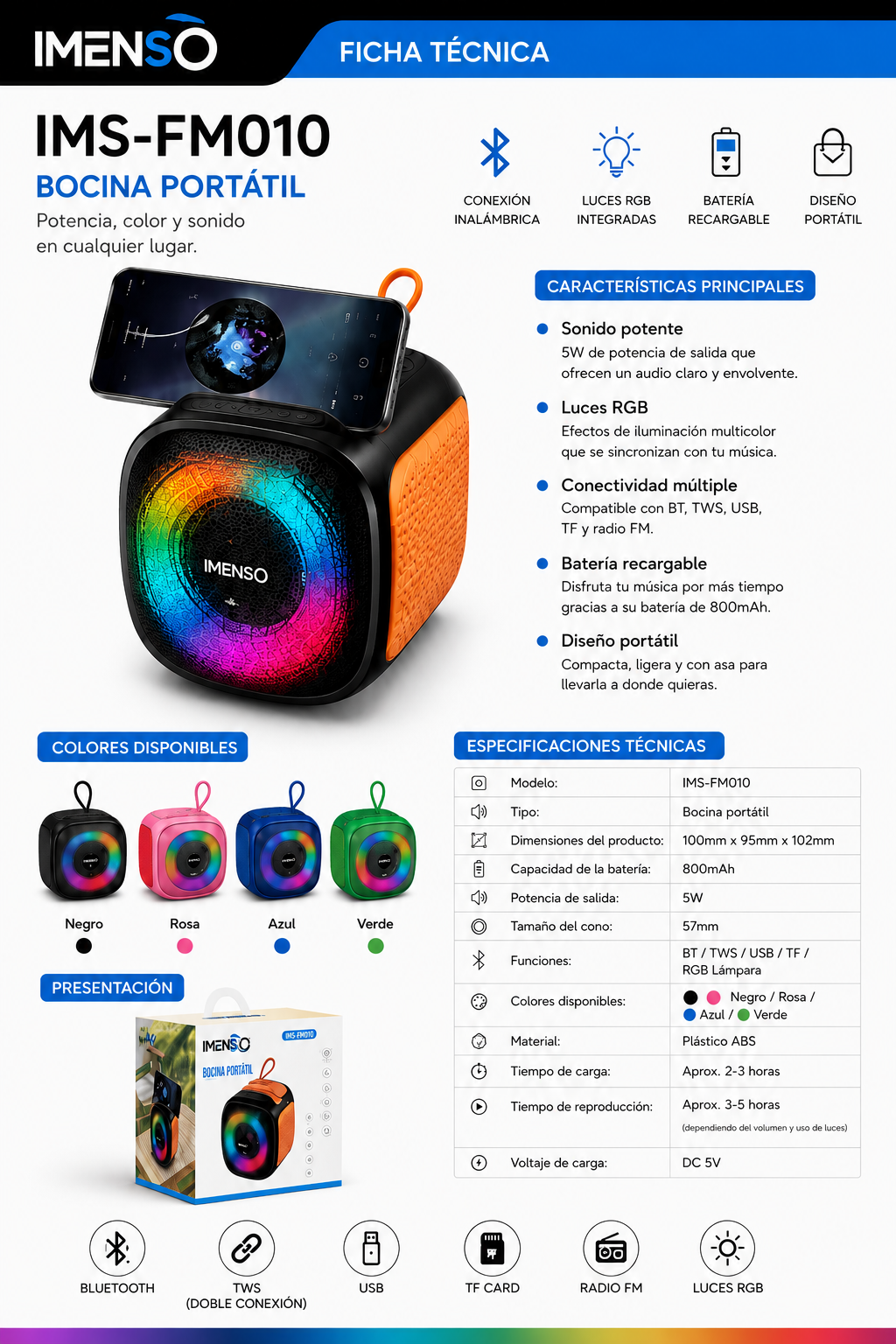 Bocina Bluetooth Portátil IMENSO 10
