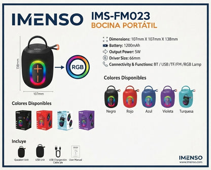Bocina Bluetooth Portátil IMENSO 23