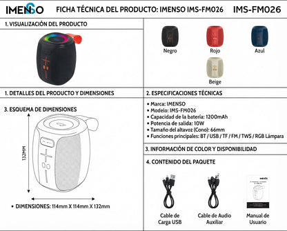 Bocina Bluetooth Portátil IMENSO 26