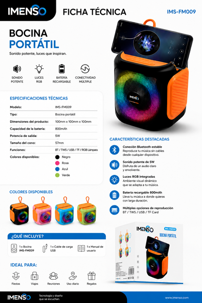 Bocina Bluetooth Portátil IMENSO 09